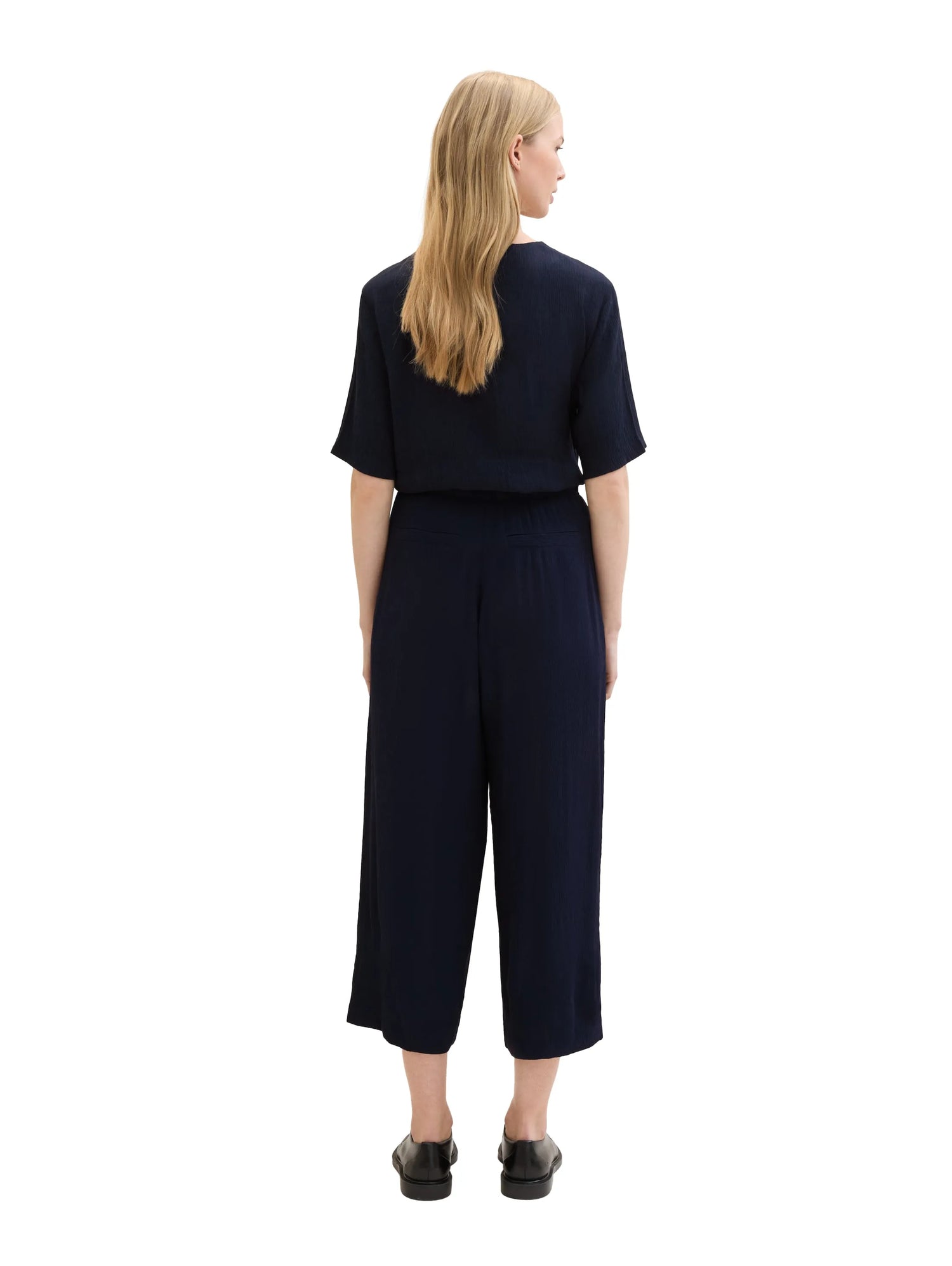 Tom Tailor Sky Captain Blue Women Cropped Culotte Trousers SKU: 1041917_10668 Image 04