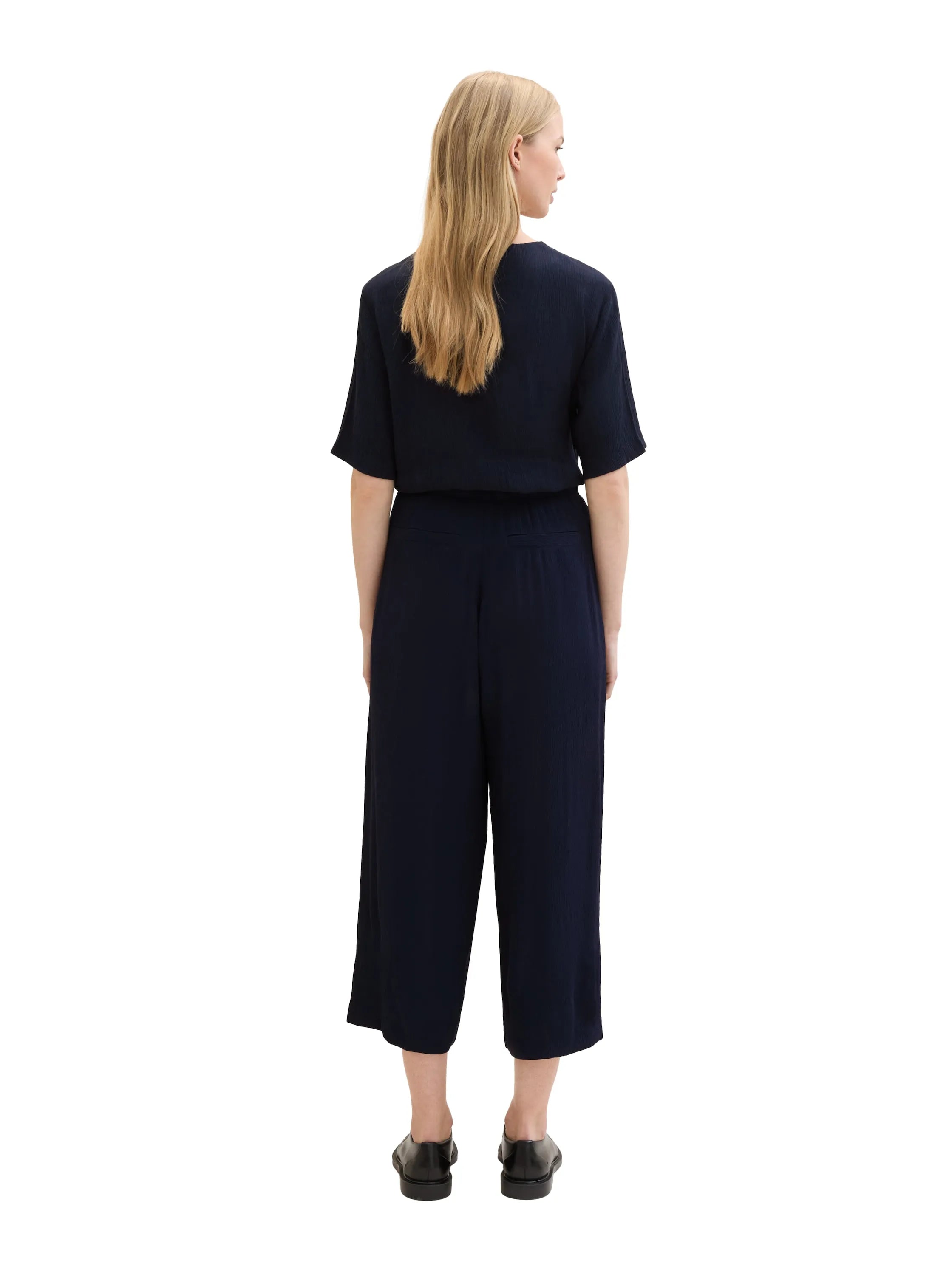 Tom Tailor Sky Captain Blue Women Cropped Culotte Trousers SKU: 1041917_10668 Image 04