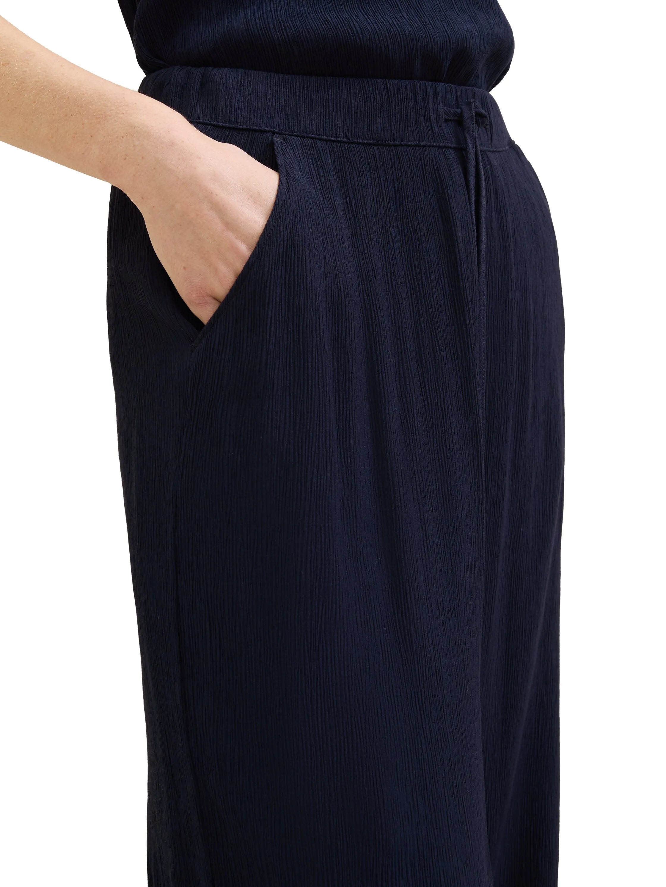 Tom Tailor Sky Captain Blue Women Cropped Culotte Trousers SKU: 1041917_10668 Image 05