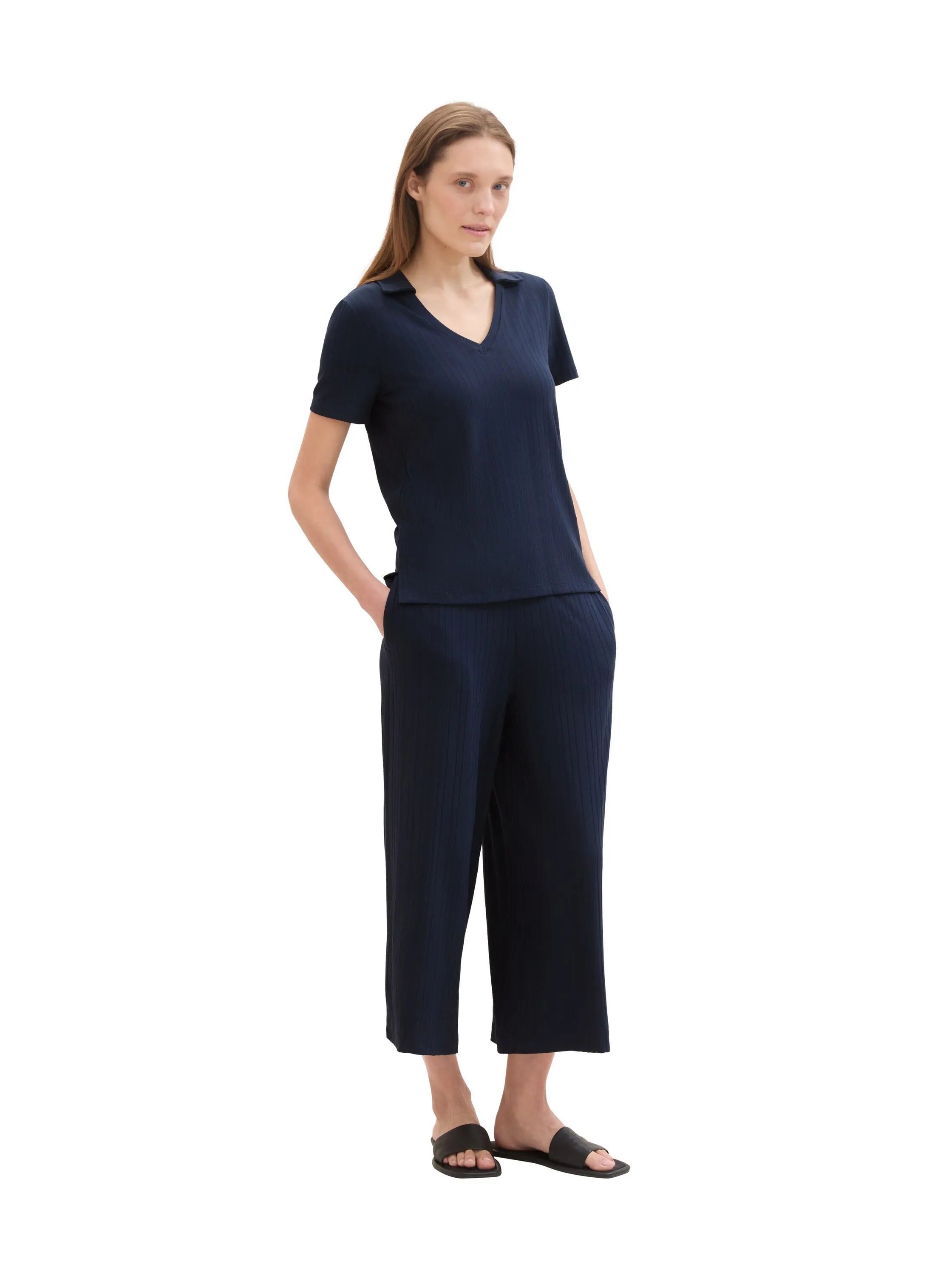 Tom Tailor Sky Captain Blue Women Jersey Culotte Trousers SKU: 1041921_10668 Image 06