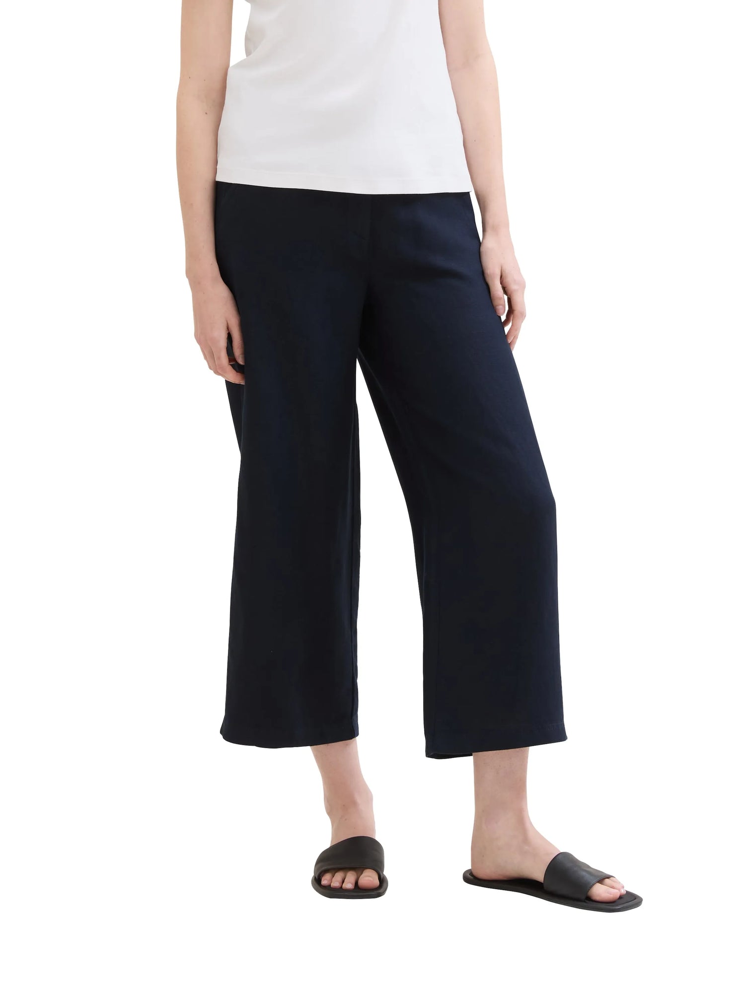 Tom Tailor Sky Captain Blue Women Culotte Trousers with Linen SKU: 1041923_10668 Image 01