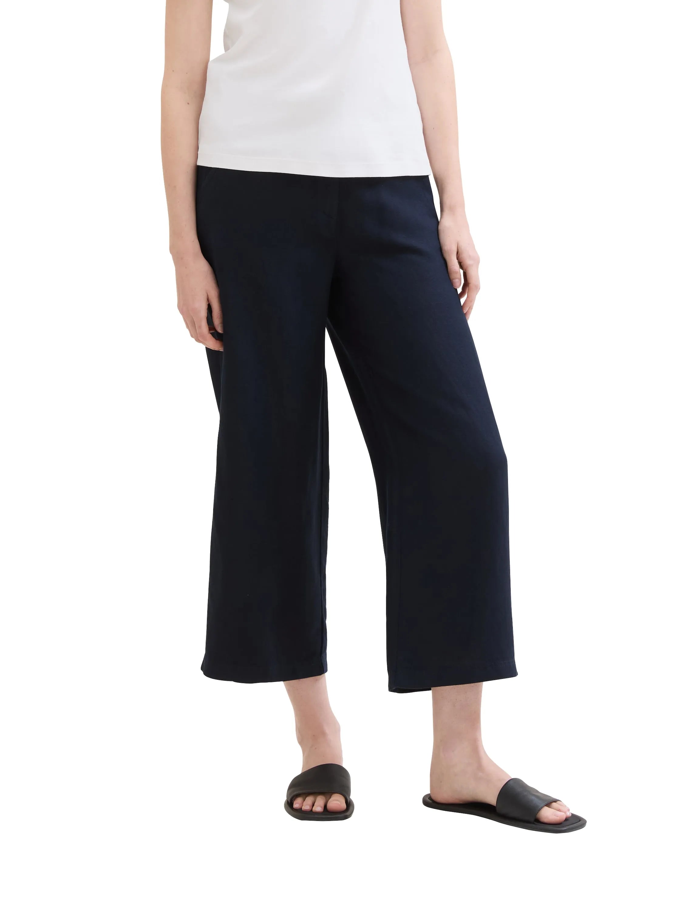 Tom Tailor Sky Captain Blue Women Culotte Trousers with Linen SKU: 1041923_10668 Image 01