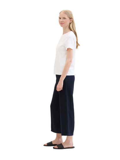 Tom Tailor Sky Captain Blue Women Culotte Trousers with Linen SKU: 1041923_10668 Image 02
