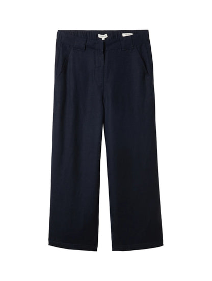 Tom Tailor Sky Captain Blue Women Culotte Trousers with Linen SKU: 1041923_10668 Image 08