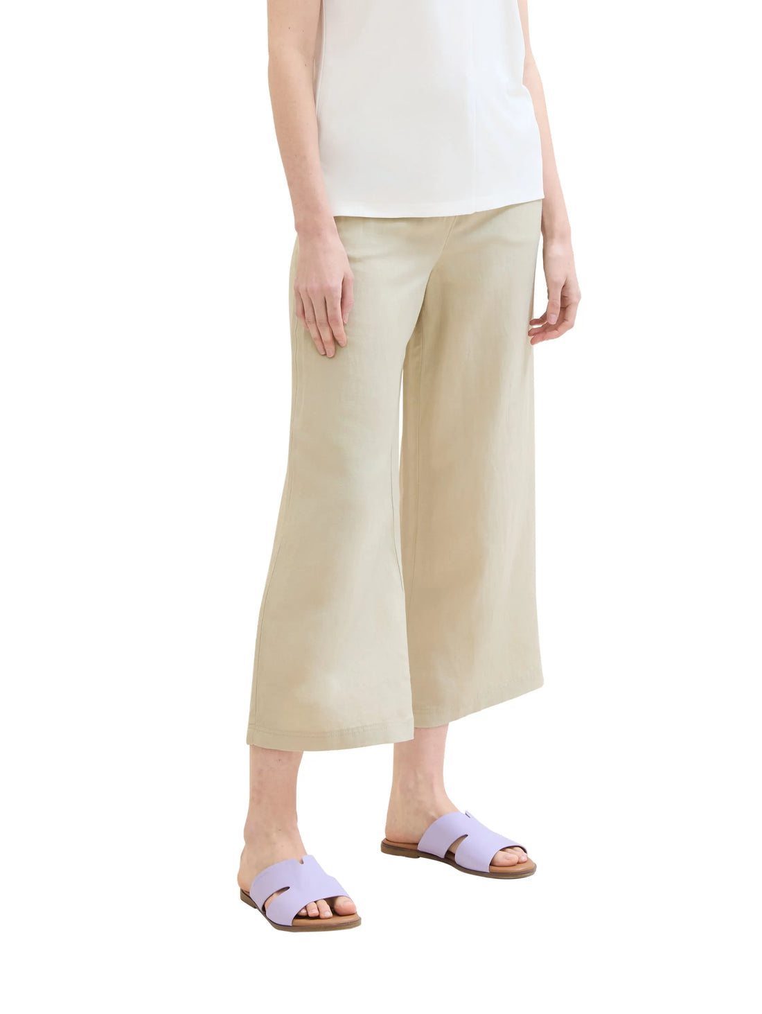 Tom Tailor Summer Beige Women Culotte Trousers with Linen SKU: 1041923_21650 Image 01