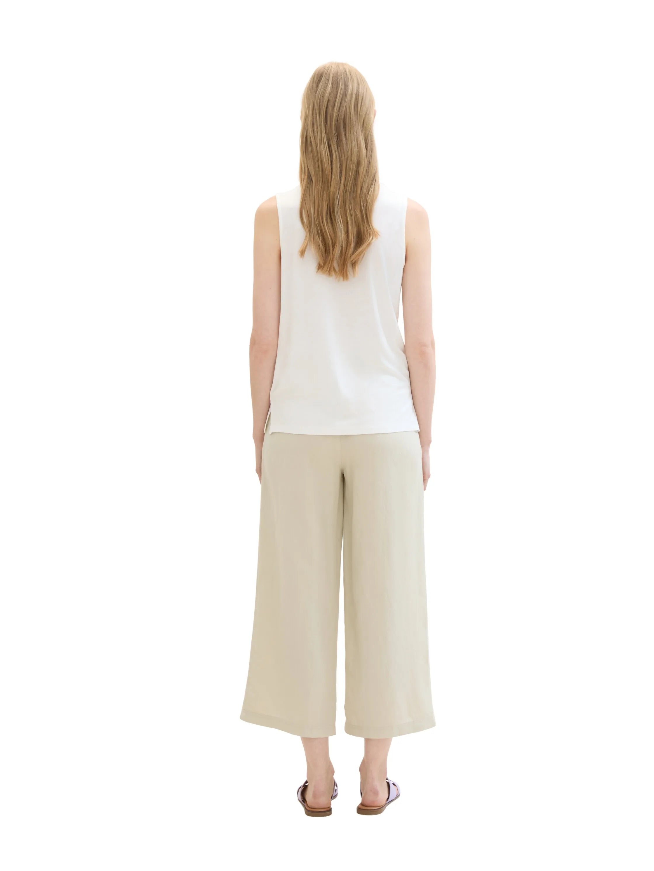 Tom Tailor Summer Beige Women Culotte Trousers with Linen SKU: 1041923_21650 Image 04
