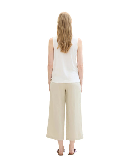 Tom Tailor Summer Beige Women Culotte Trousers with Linen SKU: 1041923_21650 Image 04