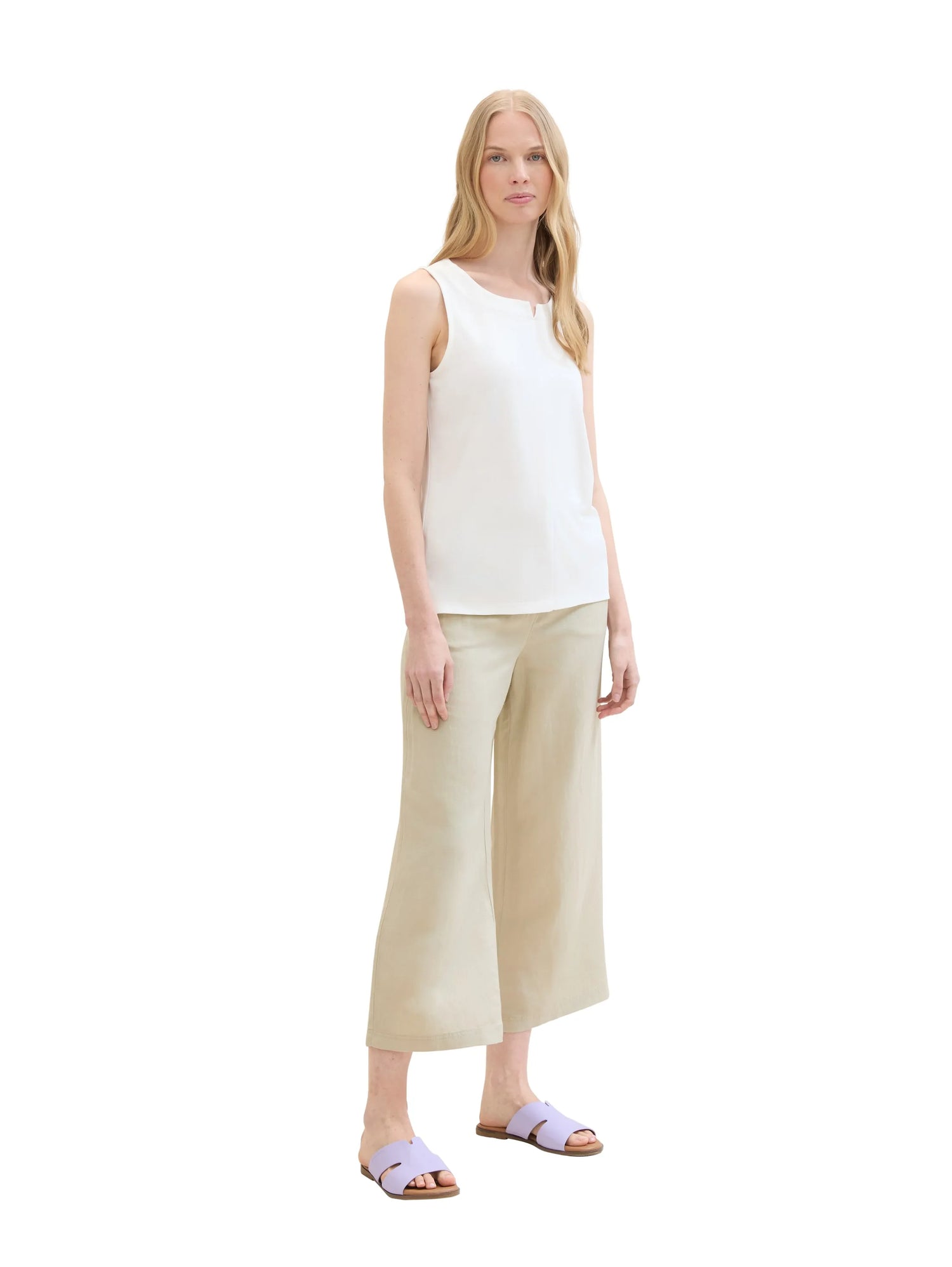 Tom Tailor Summer Beige Women Culotte Trousers with Linen SKU: 1041923_21650 Image 05