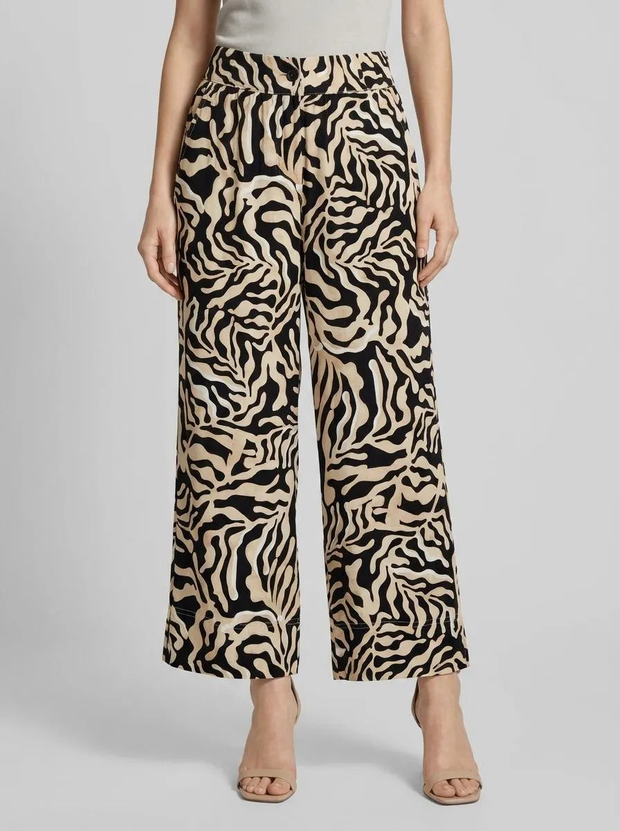 Tom Tailor Black Cut Palmtree Design Women Culotte Fit Pants SKU: 1041928_35305 Image 00
