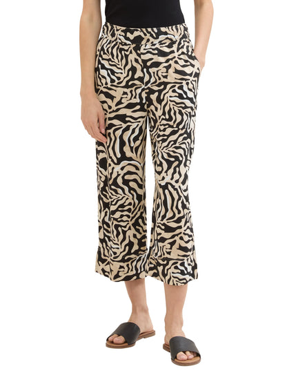 Tom Tailor Black Cut Palmtree Design Women Culotte Fit Pants SKU: 1041928_35305 Image 01