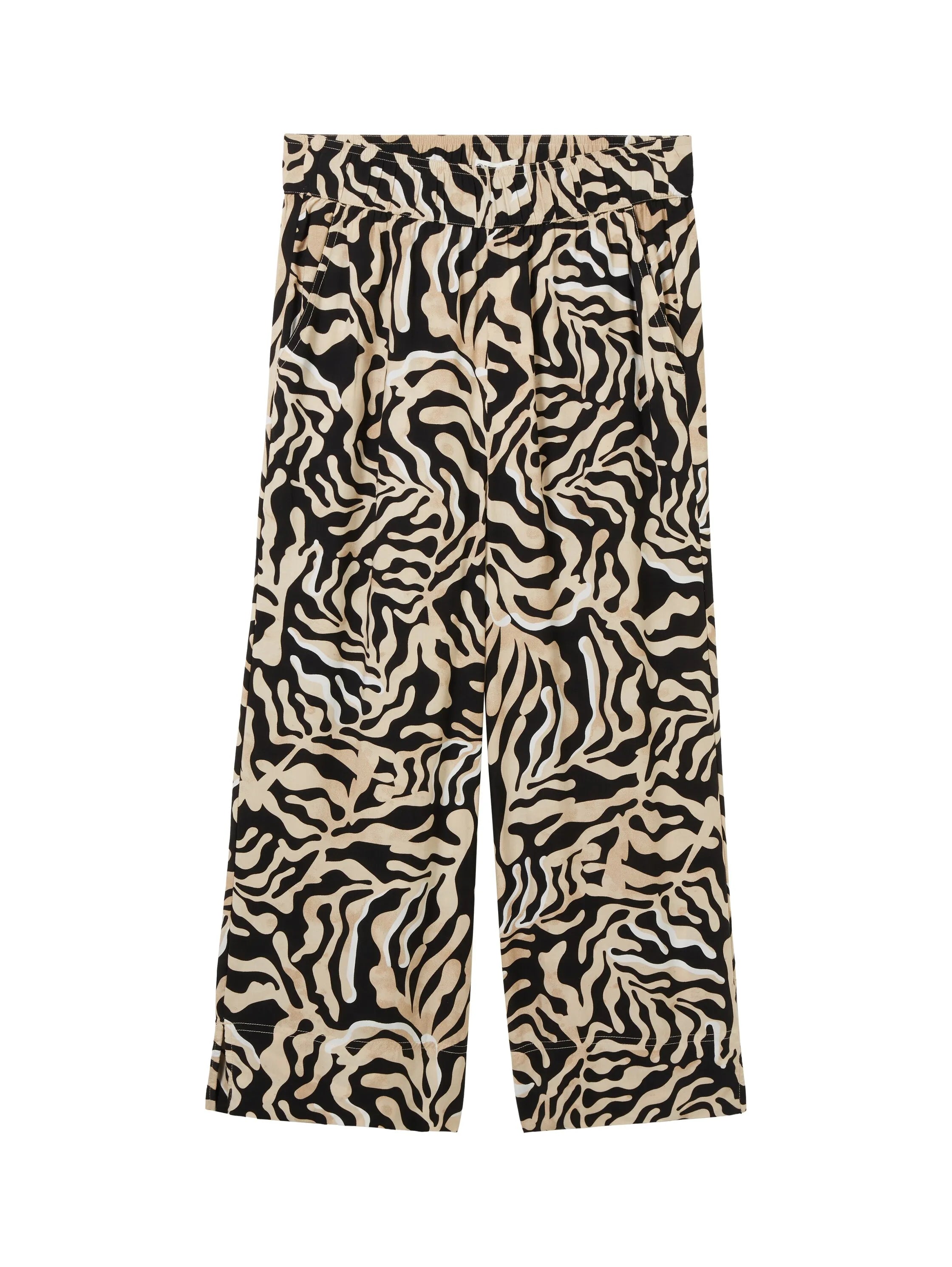 Tom Tailor Black Cut Palmtree Design Women Culotte Fit Pants SKU: 1041928_35305 Image 08