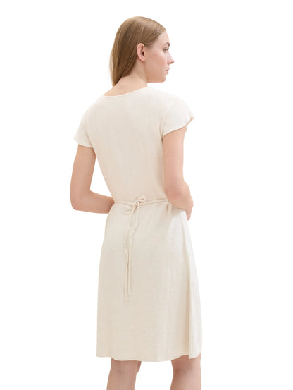 Denim Tom Tailor Creme Beige Melange Women Mini Dress with Linen SKU: 1041995_24421 Image 03