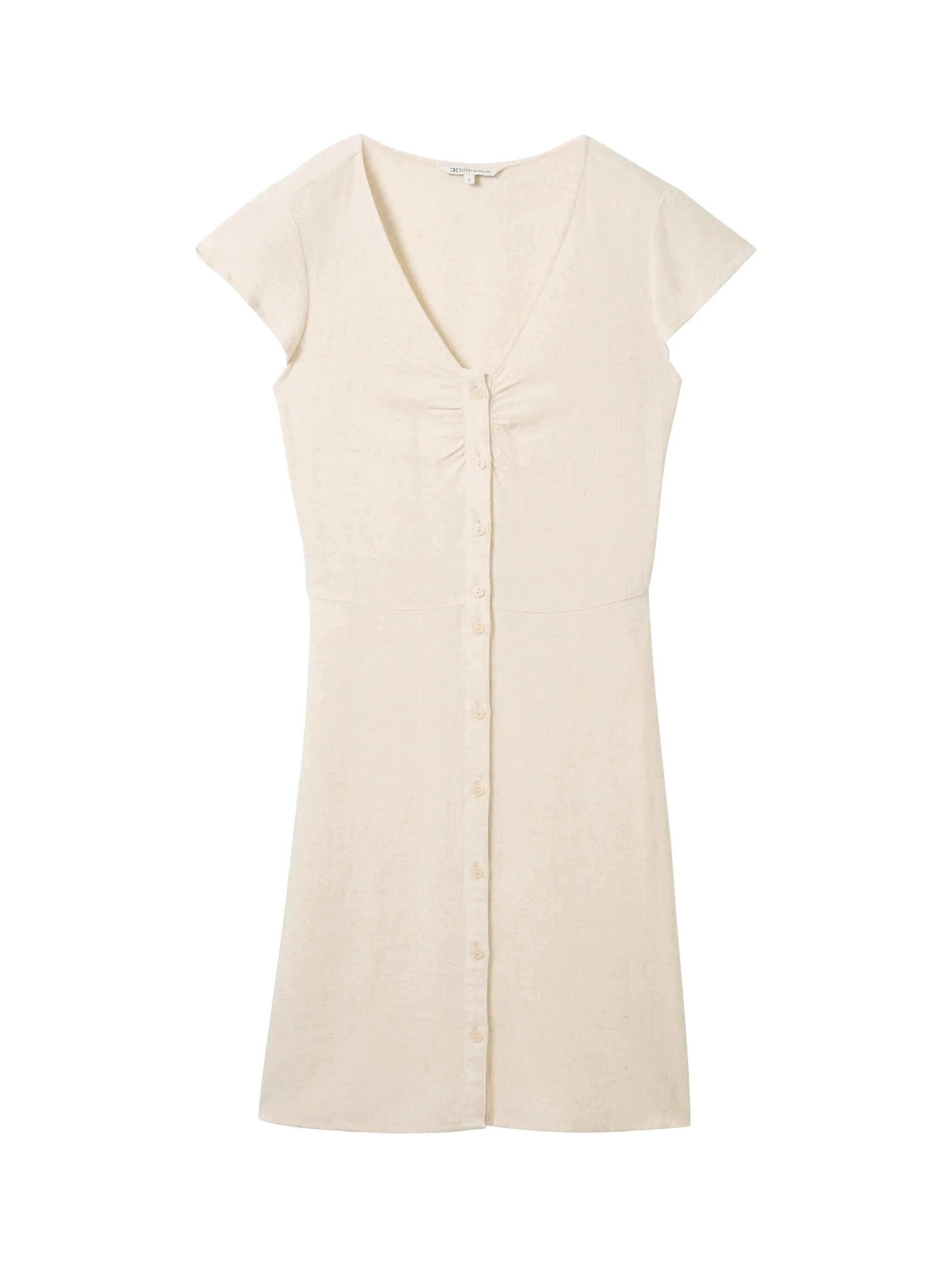 Denim Tom Tailor Creme Beige Melange Women Mini Dress with Linen SKU: 1041995_24421 Image 07