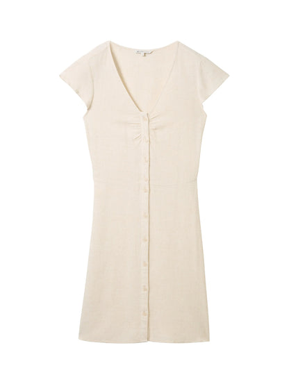 Denim Tom Tailor Creme Beige Melange Women Mini Dress with Linen SKU: 1041995_24421 Image 07
