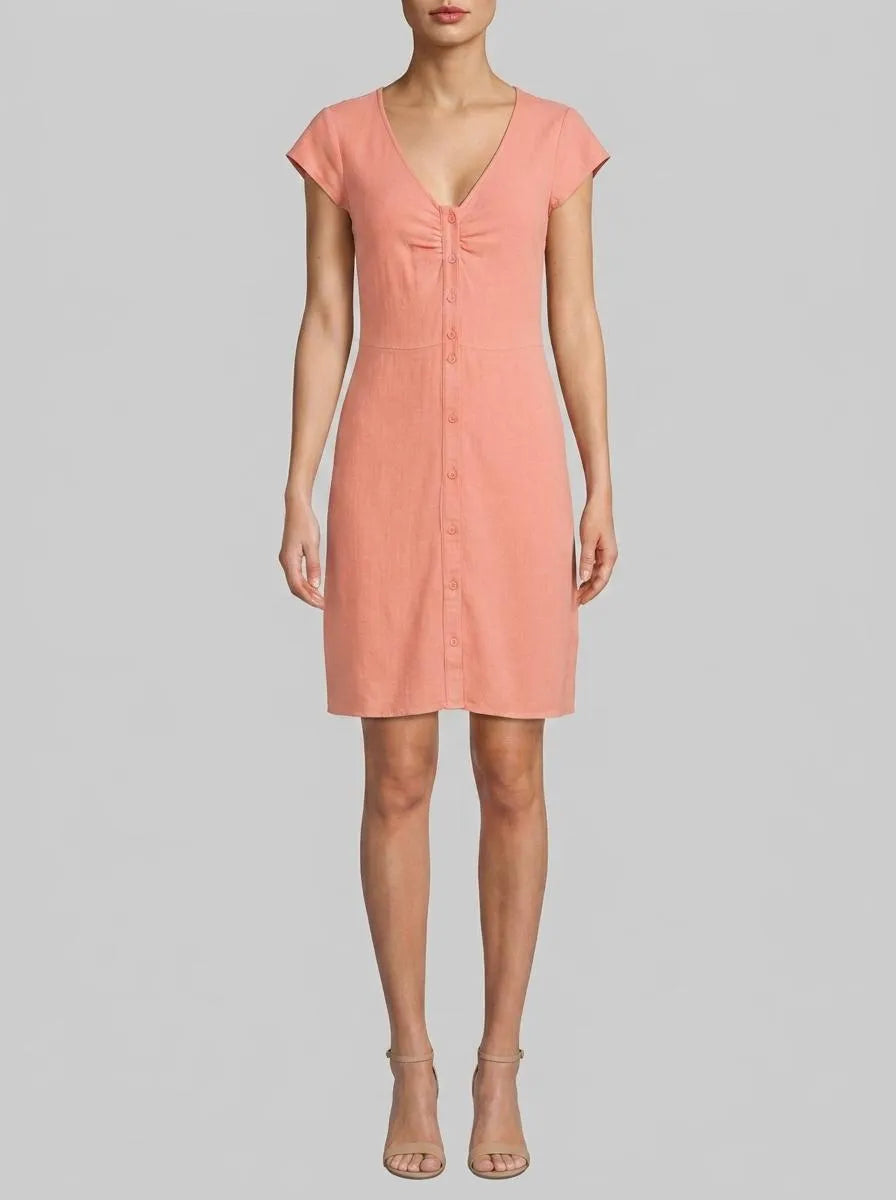 Denim Tom Tailor Burnt Terracotta Women Mini Dress with Linen SKU: 1041995_35155 Image 00