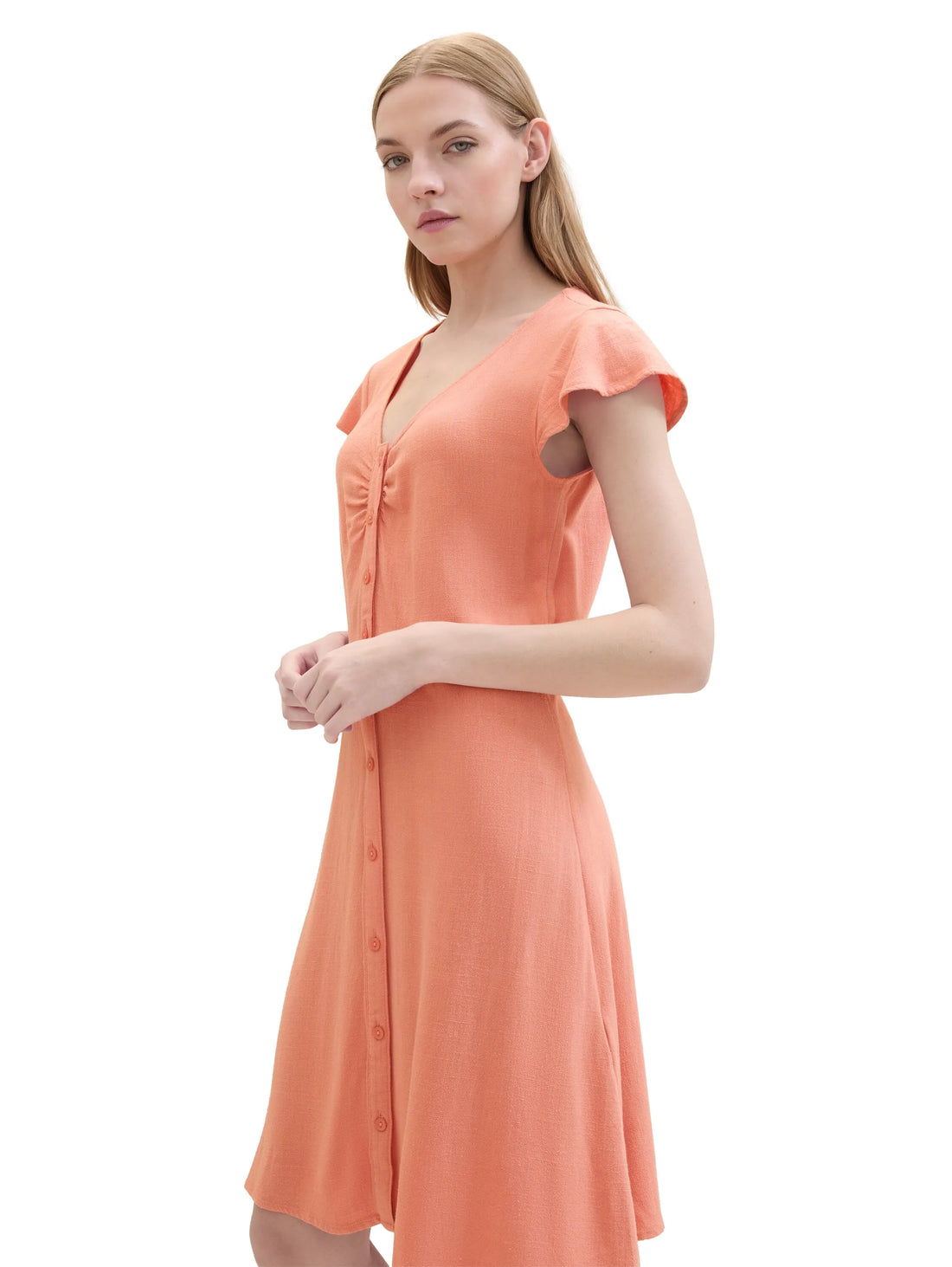 Denim Tom Tailor Burnt Terracotta Women Mini Dress with Linen SKU: 1041995_35155 Image 01