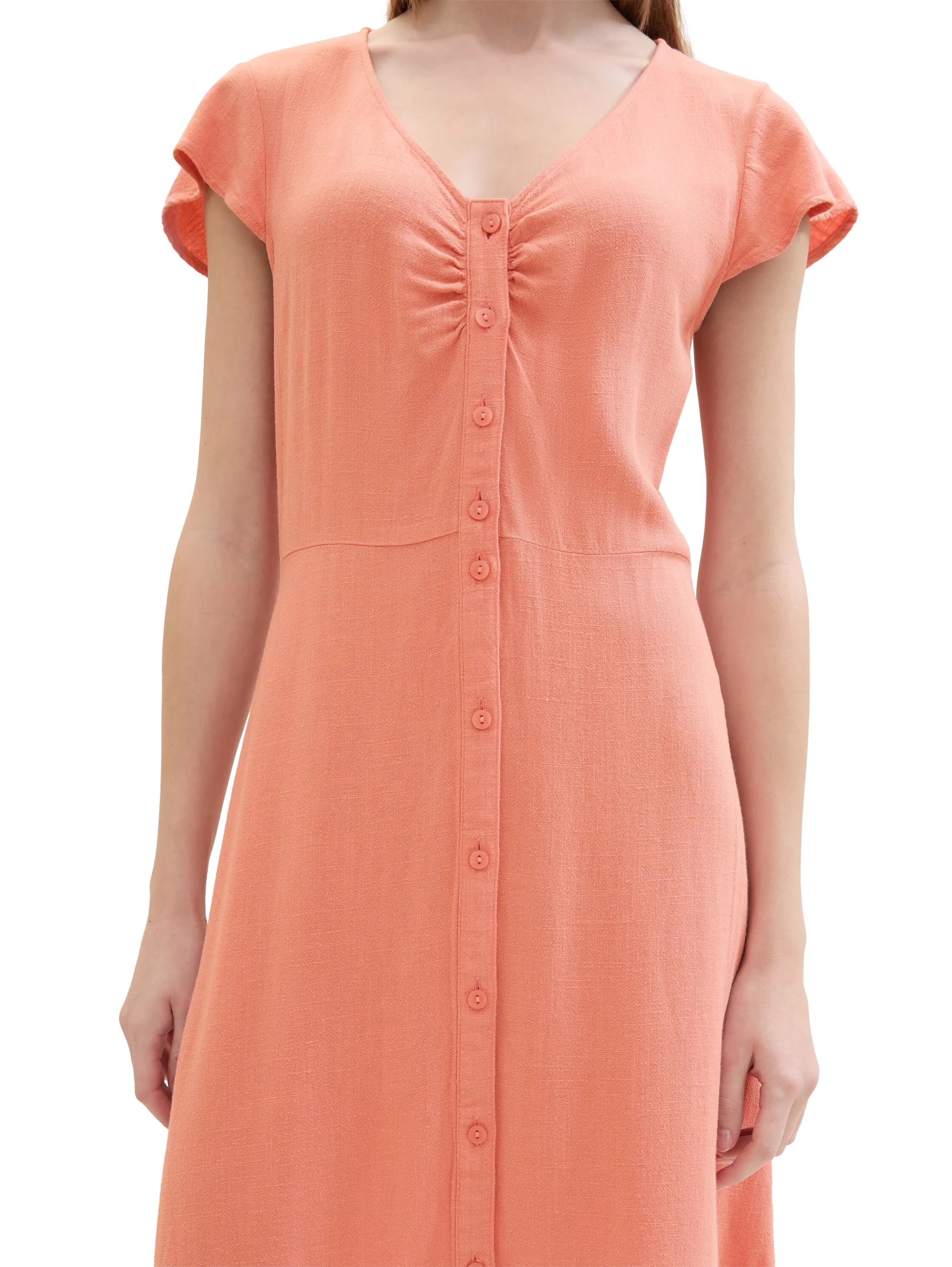 Denim Tom Tailor Burnt Terracotta Women Mini Dress with Linen SKU: 1041995_35155 Image 05