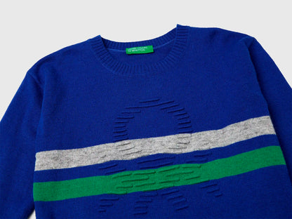 Benetton_Light Blue_Sweater with Logo in Wool Blend_1041H102X_6Z4_03