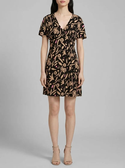 Denim Tom Tailor Black Tropical Print Women Mini Skater Dress SKU: 1042011_35339 Image 00
