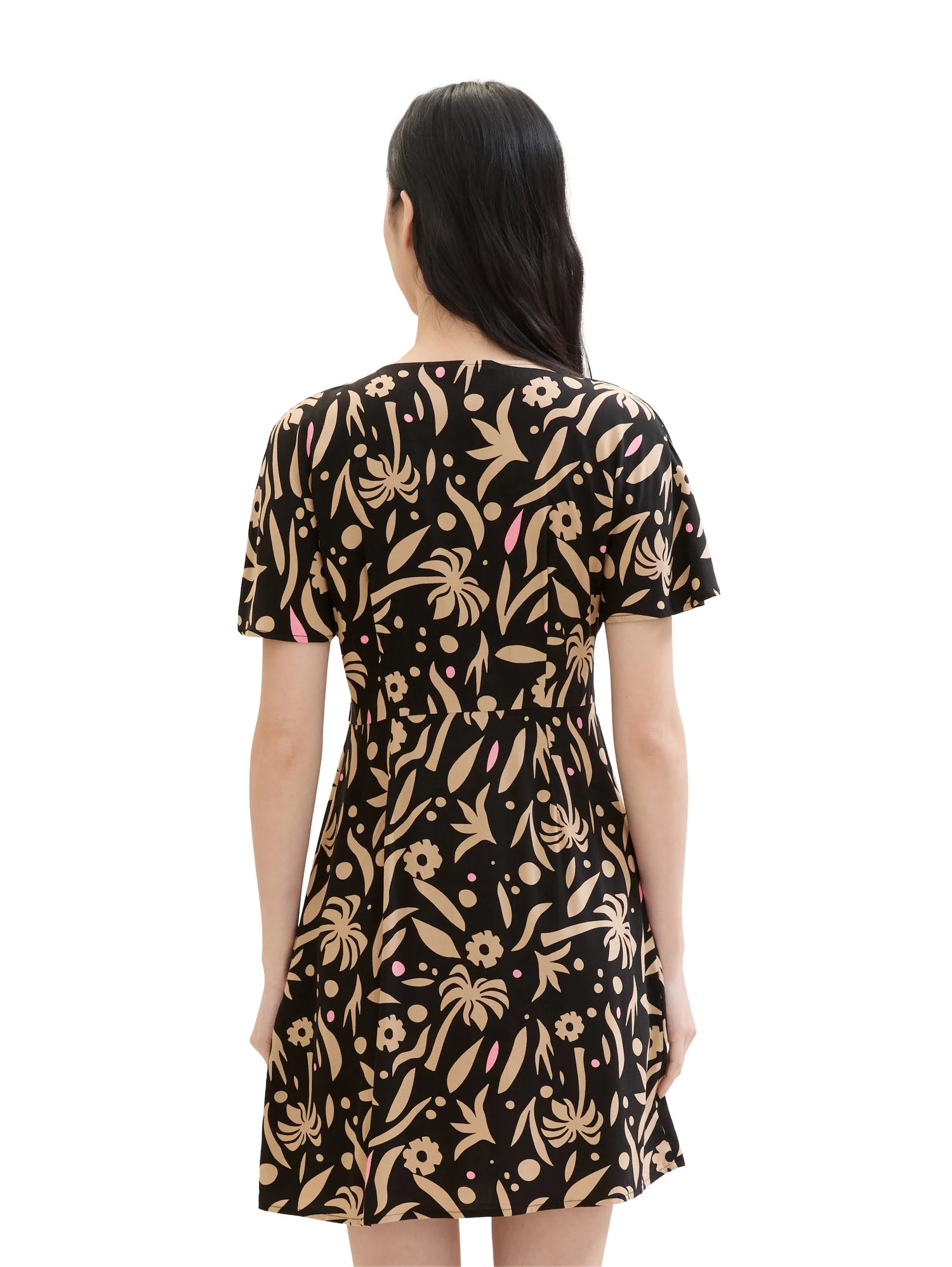 Denim Tom Tailor Black Tropical Print Women Mini Skater Dress SKU: 1042011_35339 Image 03