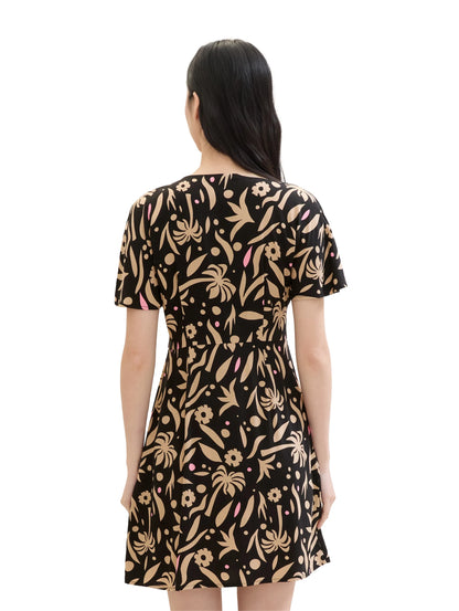 Denim Tom Tailor Black Tropical Print Women Mini Skater Dress SKU: 1042011_35339 Image 03