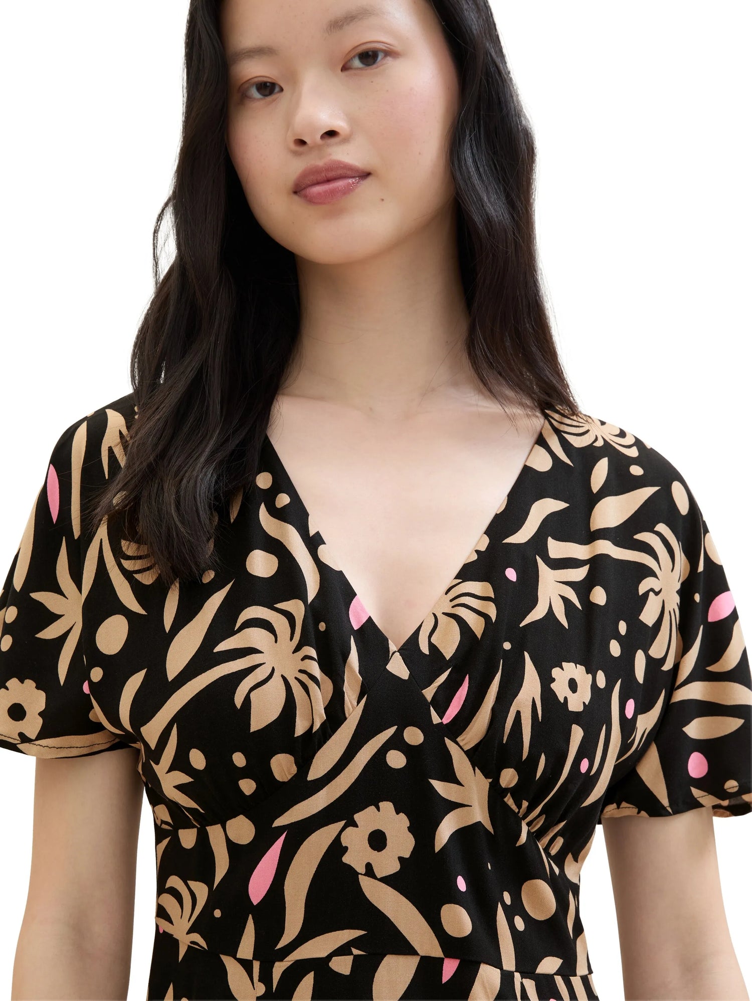 Denim Tom Tailor Black Tropical Print Women Mini Skater Dress SKU: 1042011_35339 Image 04