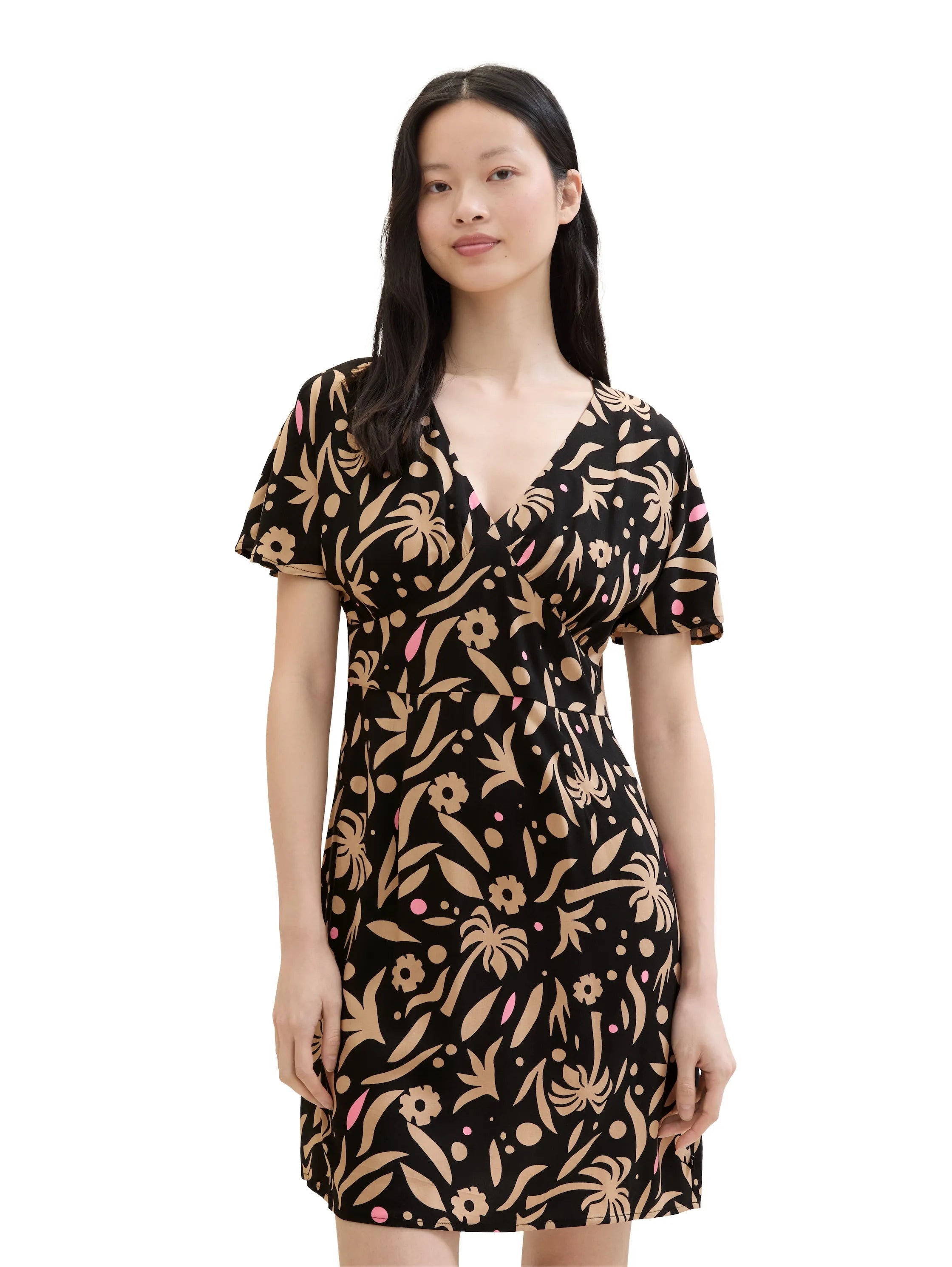 Denim Tom Tailor Black Tropical Print Women Mini Skater Dress SKU: 1042011_35339 Image 05