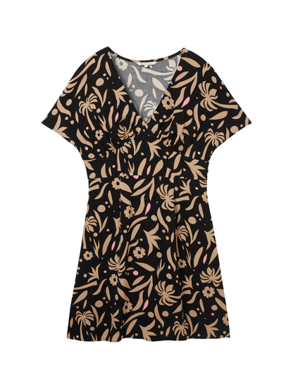 Denim Tom Tailor Black Tropical Print Women Mini Skater Dress SKU: 1042011_35339 Image 07
