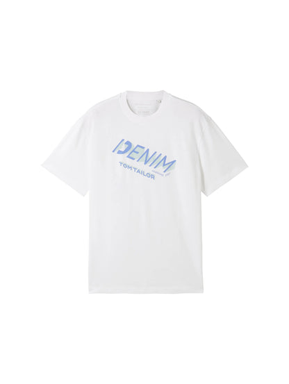 Denim Tom Tailor White Men T-Shirt with a Logo Print SKU: 1042037_20000 Image 07