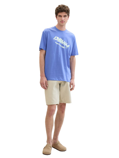 Denim Tom Tailor Blueberry Blue Men T-Shirt with a Logo Print SKU: 1042037_30104 Image 02