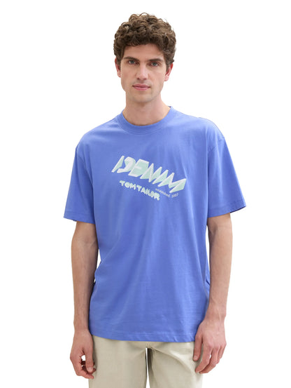 Denim Tom Tailor Blueberry Blue Men T-Shirt with a Logo Print SKU: 1042037_30104 Image 04
