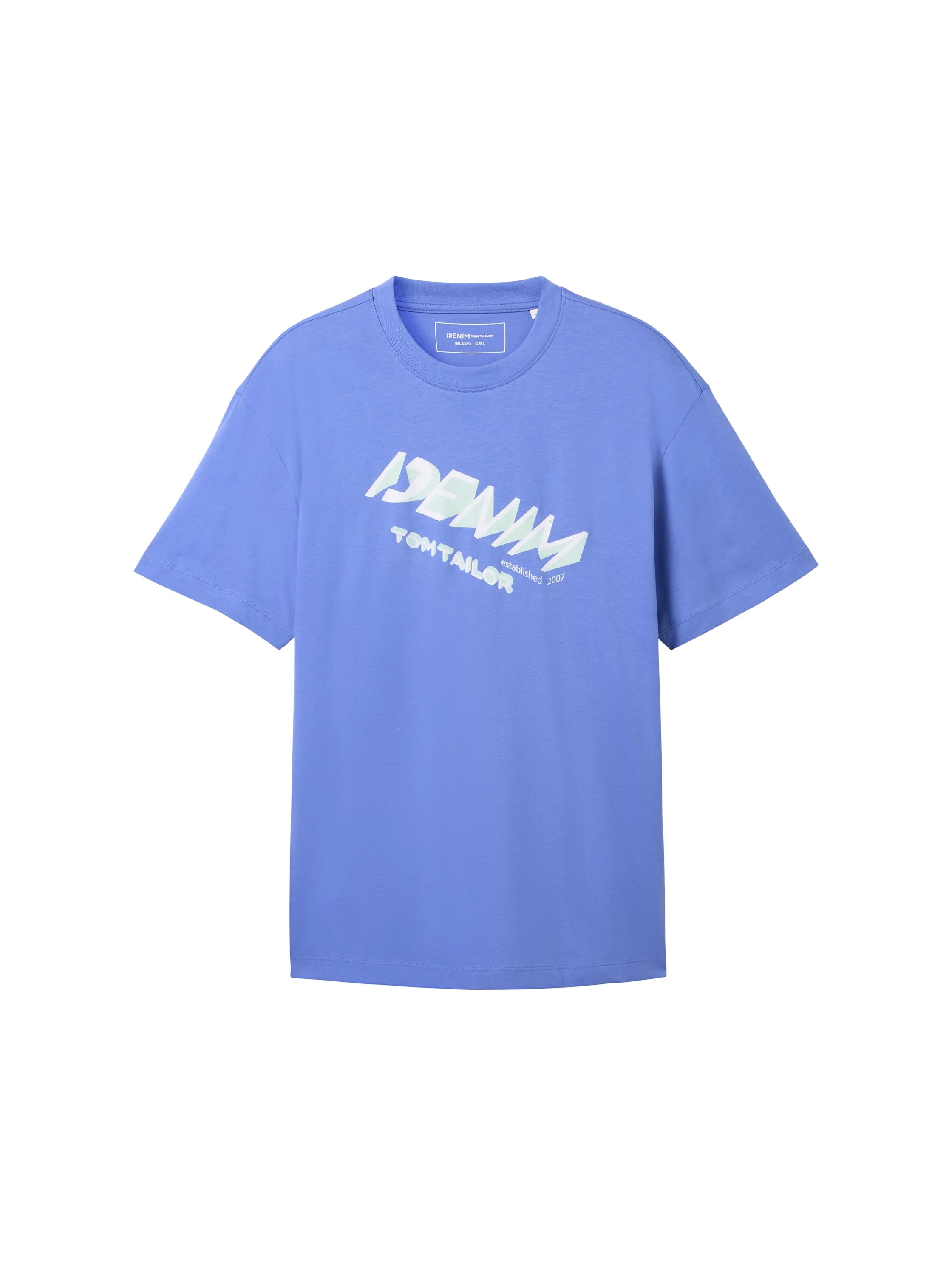 Denim Tom Tailor Blueberry Blue Men T-Shirt with a Logo Print SKU: 1042037_30104 Image 07