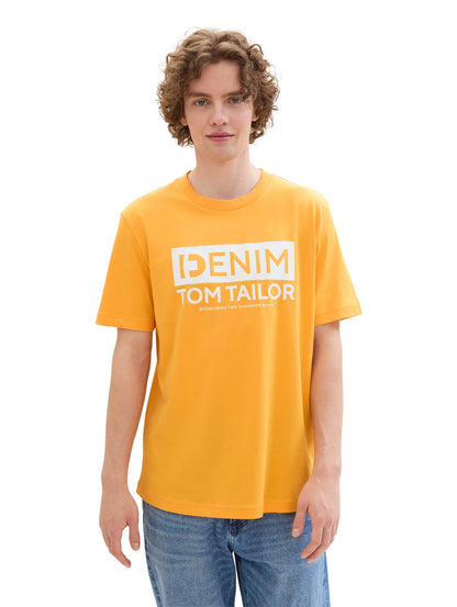 Denim Tom Tailor Orange Yellow Men T-Shirt with a Logo Print SKU: 1042070_22502 Image 04