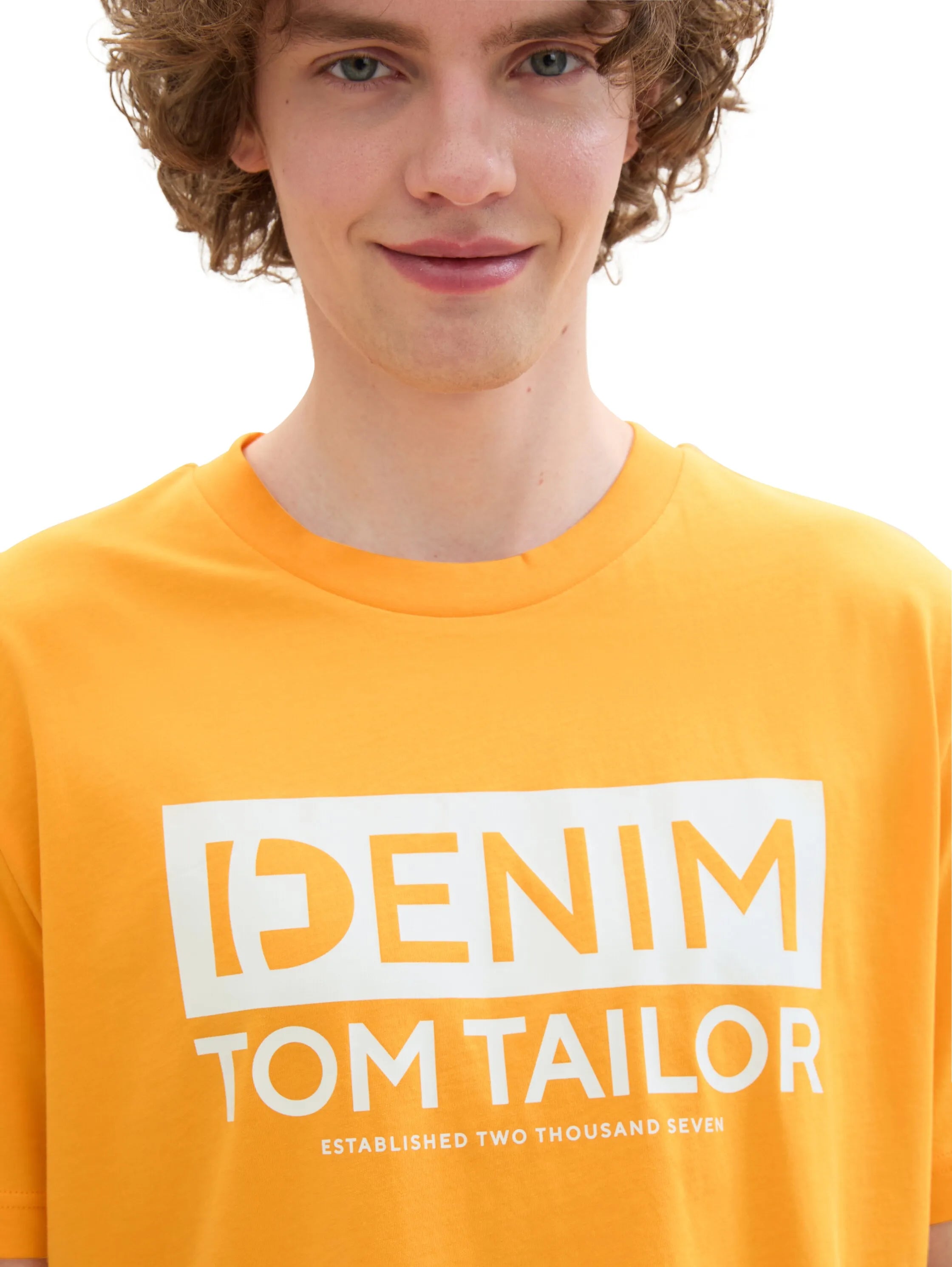 Denim Tom Tailor Orange Yellow Men T-Shirt with a Logo Print SKU: 1042070_22502 Image 05