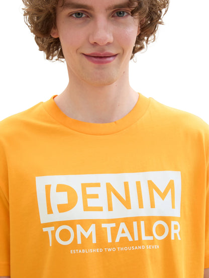 Denim Tom Tailor Orange Yellow Men T-Shirt with a Logo Print SKU: 1042070_22502 Image 05