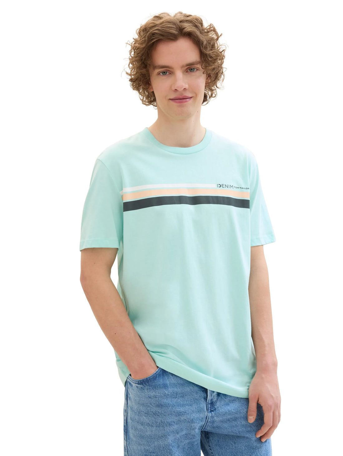 Denim Tom Tailor Classic Light Blue Men Regular Fit Short-Sleeved T-Shirt SKU: 1042072_35258 Image 01