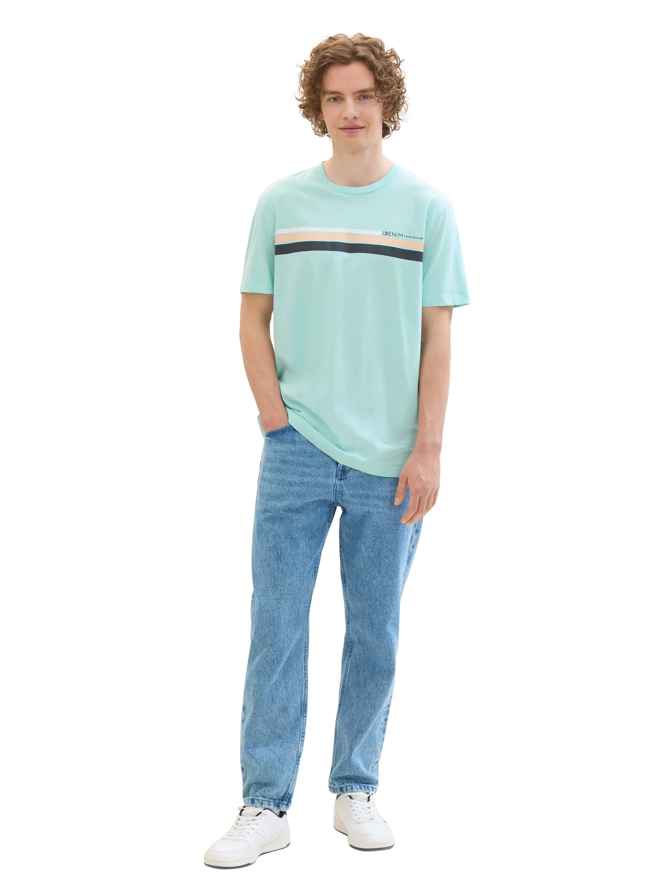Denim Tom Tailor Classic Light Blue Men Regular Fit Short-Sleeved T-Shirt SKU: 1042072_35258 Image 02