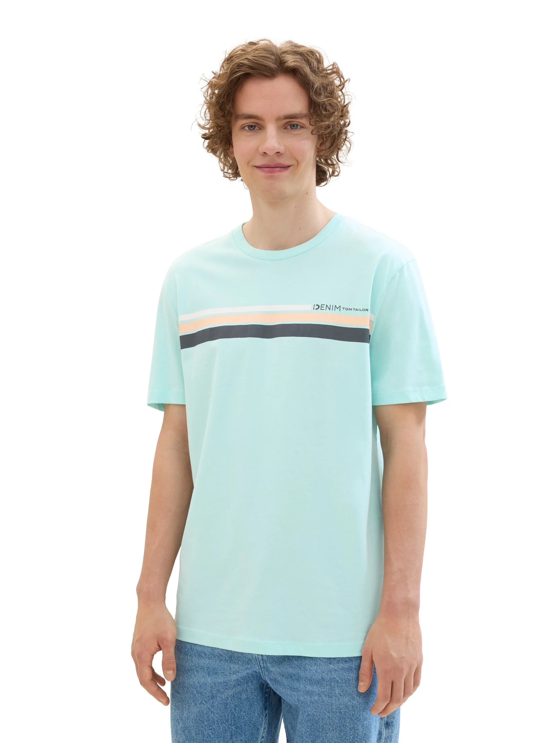 Denim Tom Tailor Classic Light Blue Men Regular Fit Short-Sleeved T-Shirt SKU: 1042072_35258 Image 04