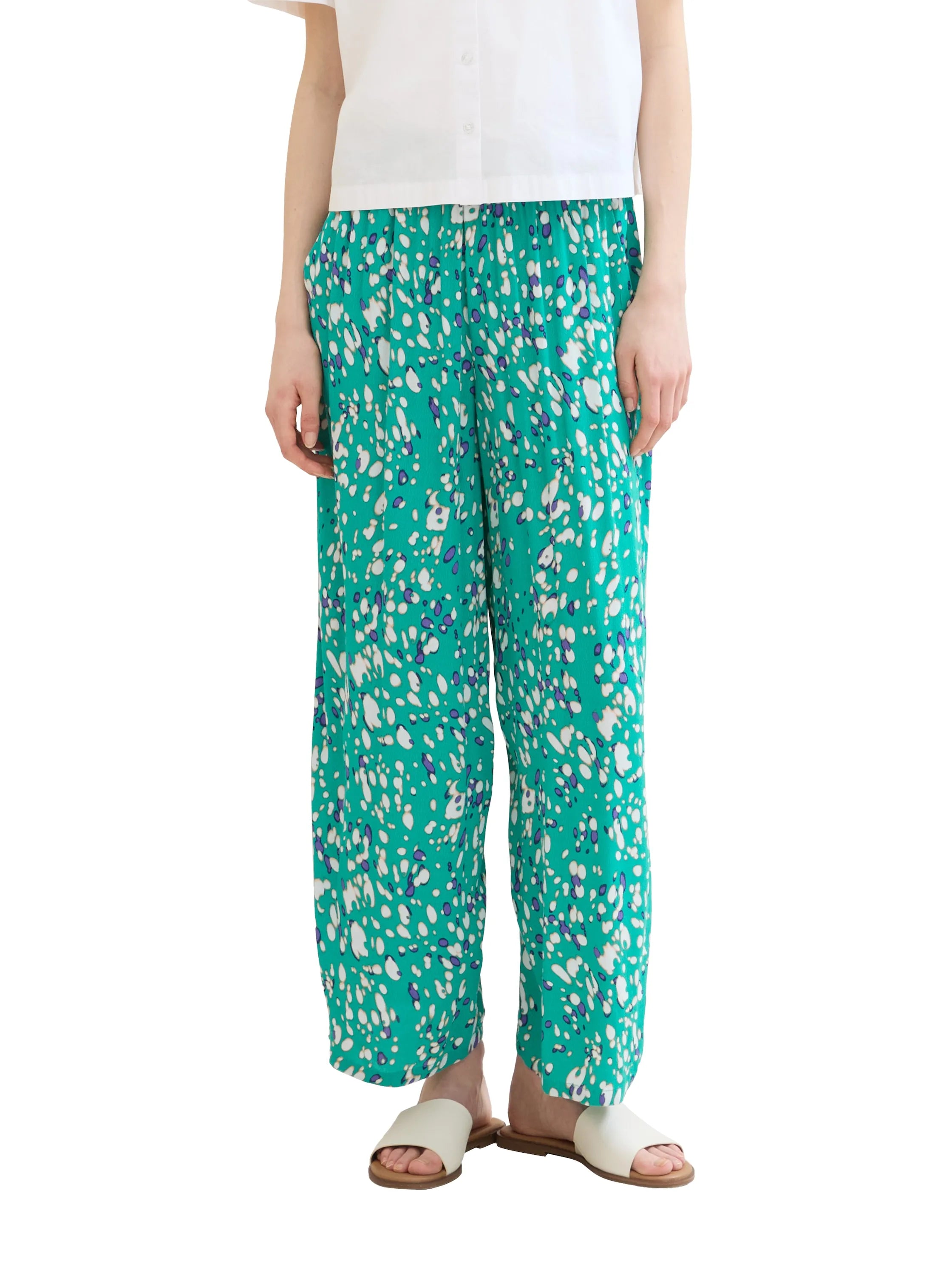 Denim Tom Tailor Abstract Green Dot Print Women Flowing Culottes with a Print SKU: 1042085_35333 Image 01