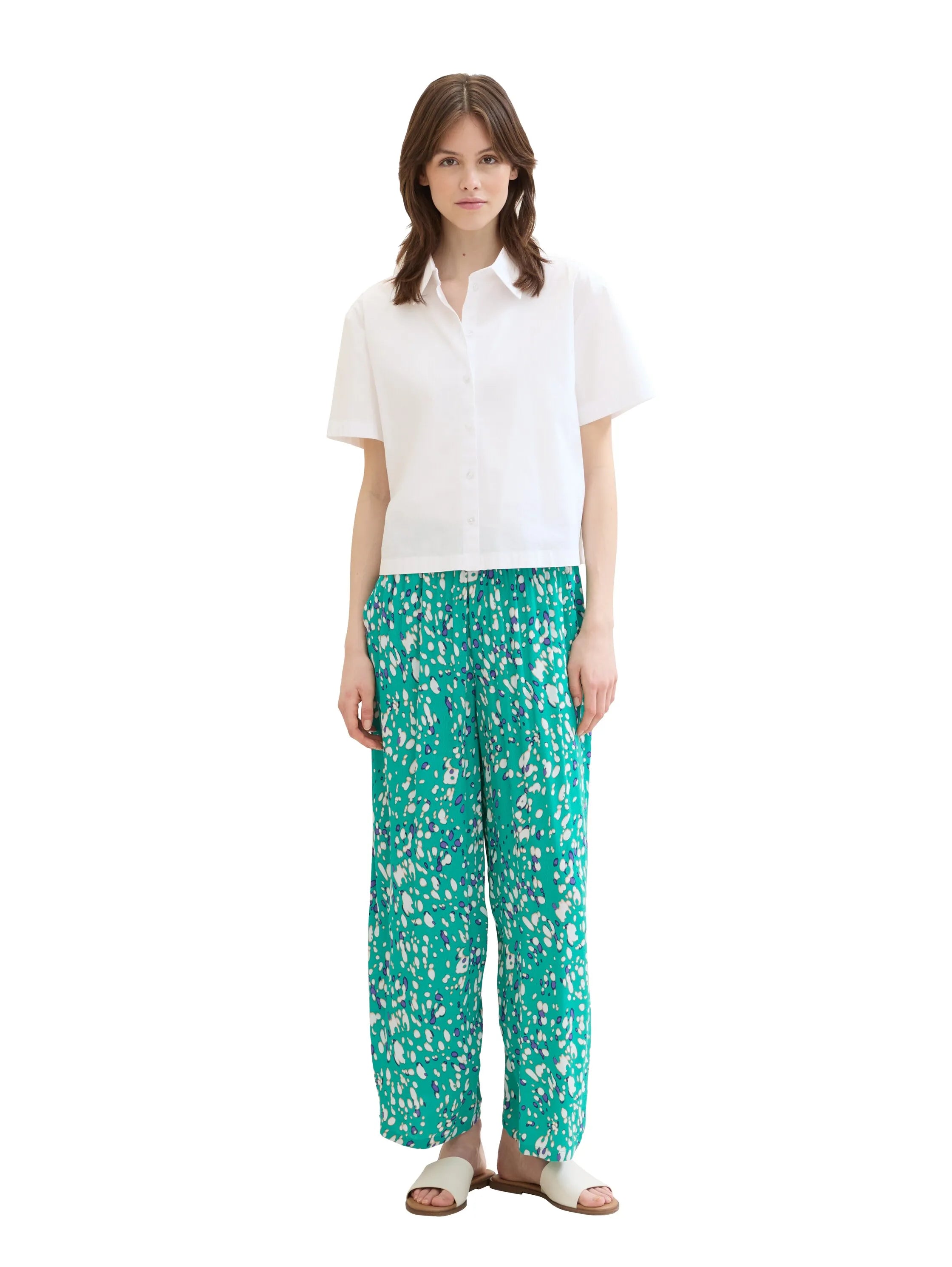 Denim Tom Tailor Abstract Green Dot Print Women Flowing Culottes with a Print SKU: 1042085_35333 Image 05