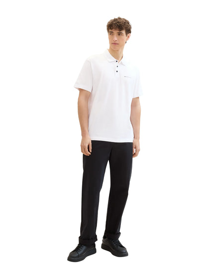 Denim Tom Tailor White Men Relaxed Polo Shirt with a Logo Print SKU: 1042109_20000 Image 02