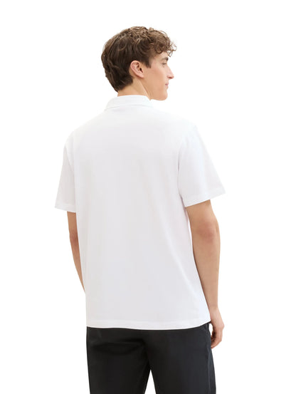 Denim Tom Tailor White Men Relaxed Polo Shirt with a Logo Print SKU: 1042109_20000 Image 03