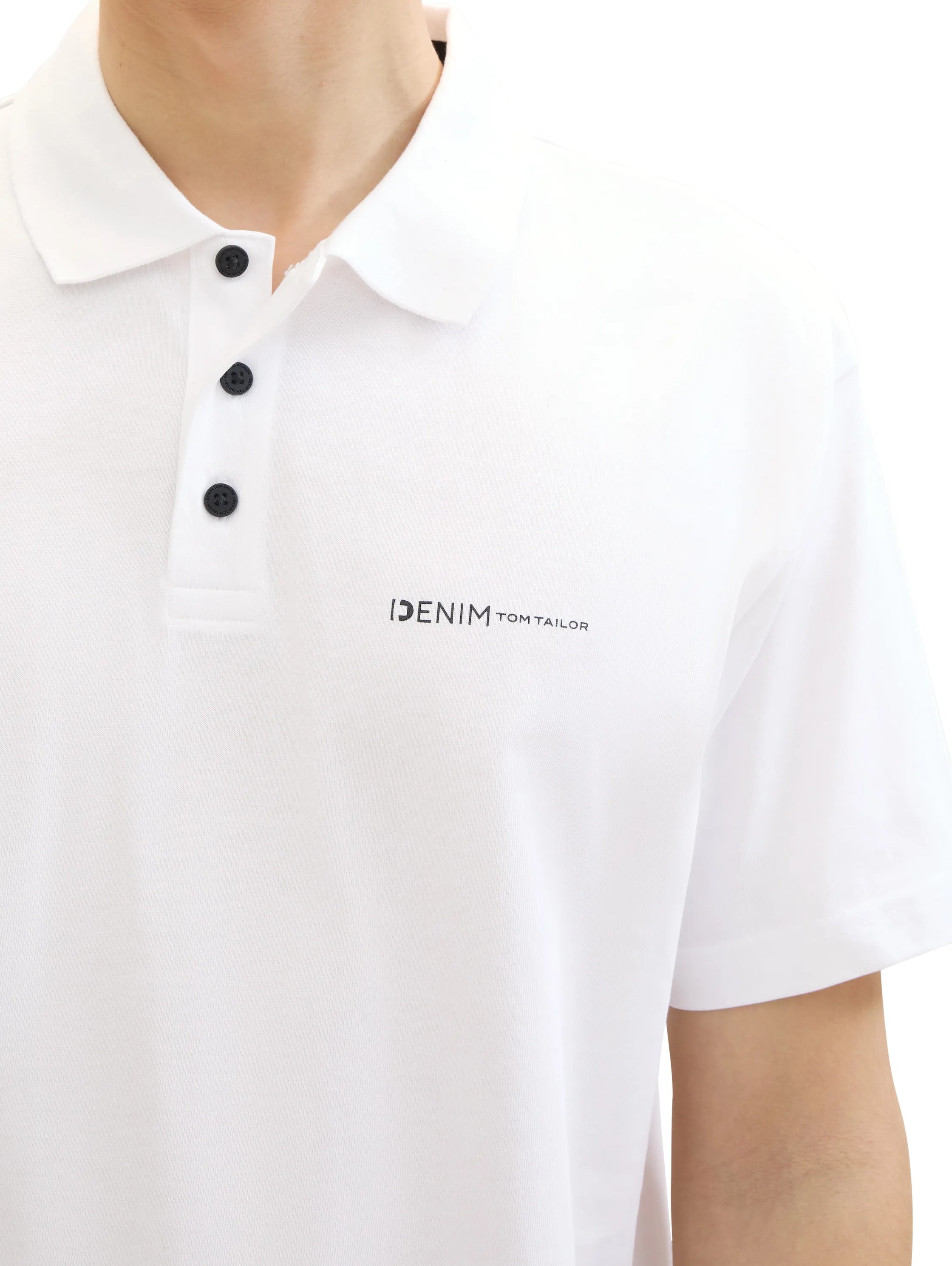 Denim Tom Tailor White Men Relaxed Polo Shirt with a Logo Print SKU: 1042109_20000 Image 06