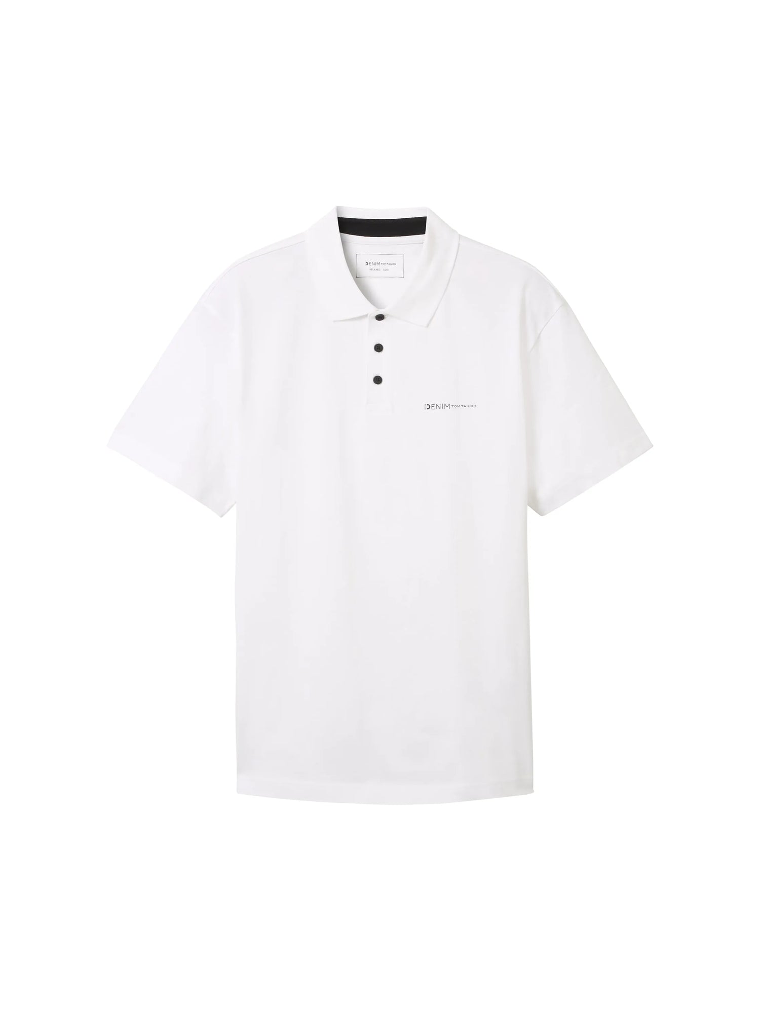Denim Tom Tailor White Men Relaxed Polo Shirt with a Logo Print SKU: 1042109_20000 Image 07