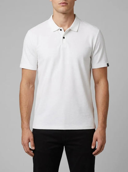 Denim Tom Tailor White Men Textured Polo Shirt SKU: 1042111_20000 Image 00