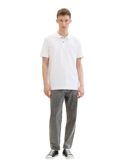 Denim Tom Tailor White Men Textured Polo Shirt SKU: 1042111_20000 Image 02