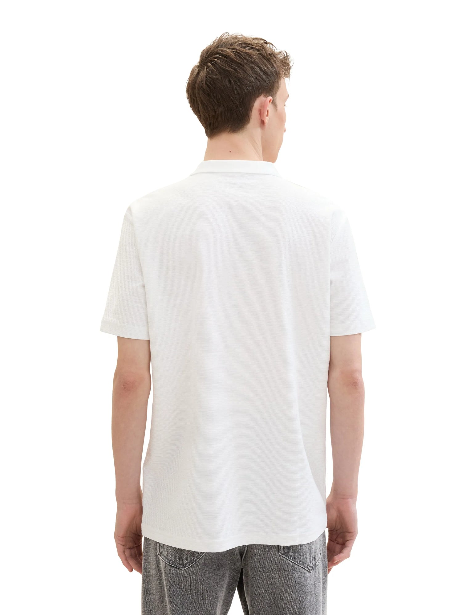 Denim Tom Tailor White Men Textured Polo Shirt SKU: 1042111_20000 Image 03