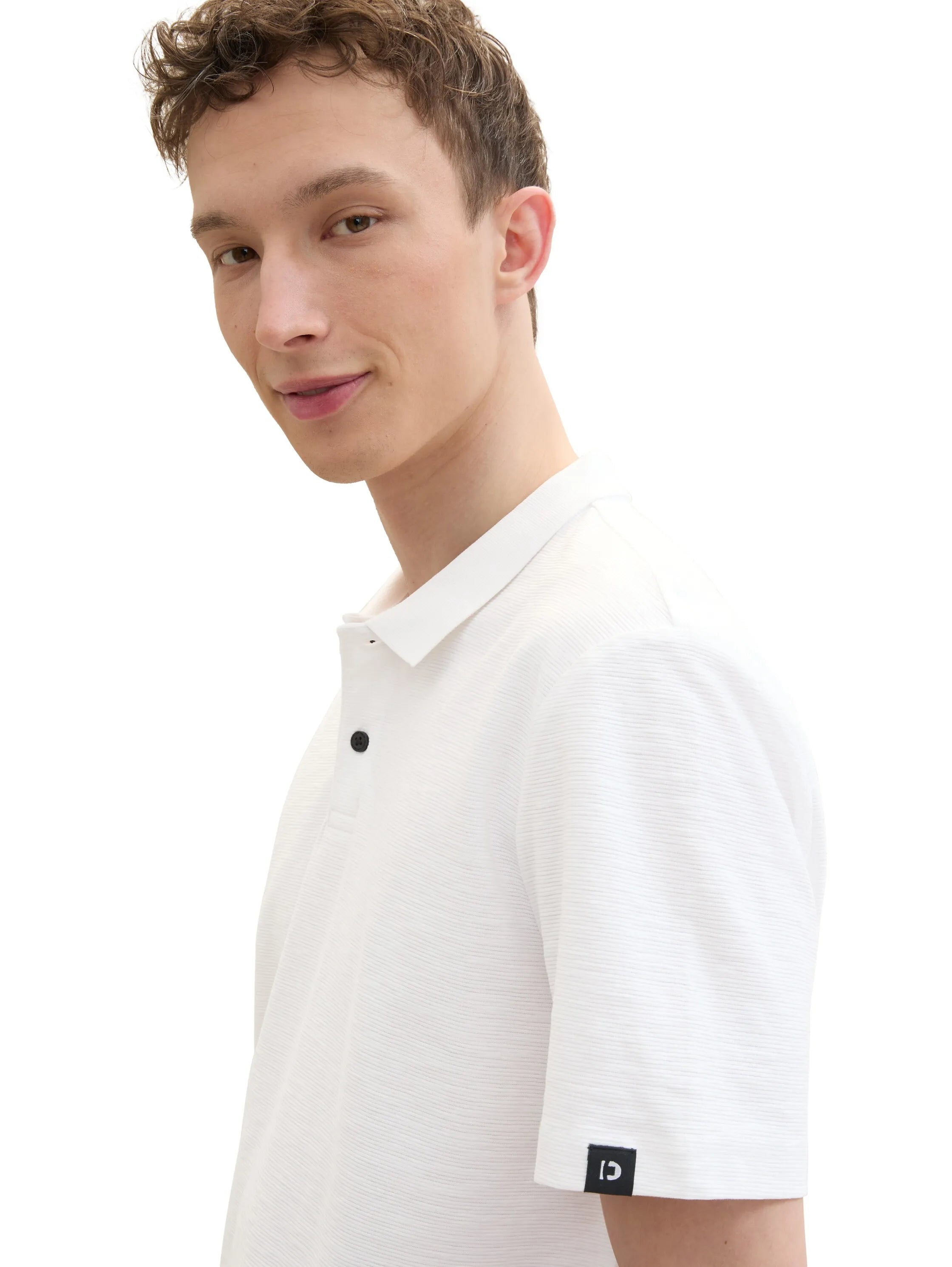 Denim Tom Tailor White Men Textured Polo Shirt SKU: 1042111_20000 Image 04