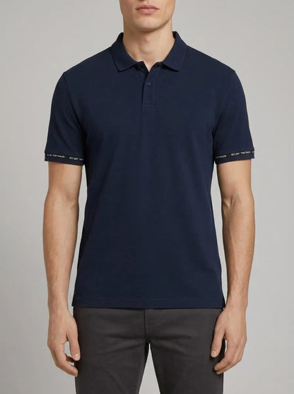 Denim Tom Tailor Sky Captain Blue Men Polo Shirt with Sleeve Details SKU: 1042113_10668 Image 00