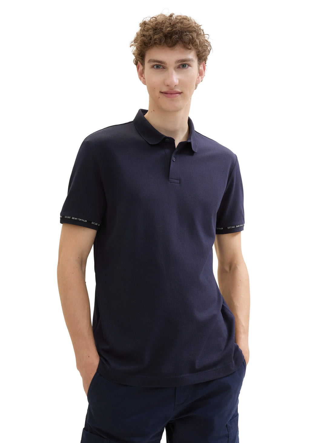 Denim Tom Tailor Sky Captain Blue Men Polo Shirt with Sleeve Details SKU: 1042113_10668 Image 01